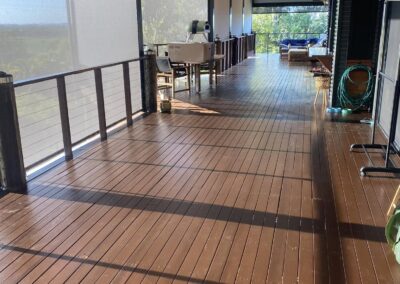 Spacious wooden deck with views